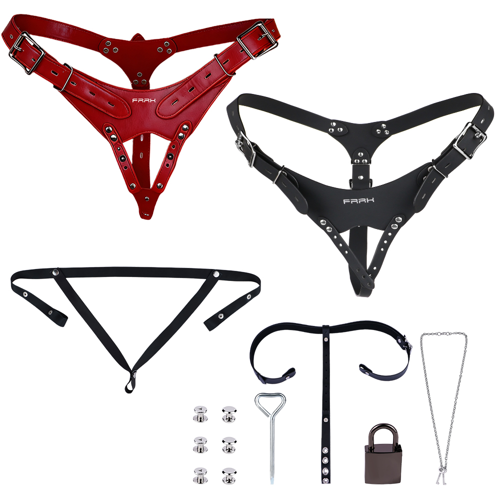 Leatherwork Belt - NSFU Black/Red Male Chastity Belt PU