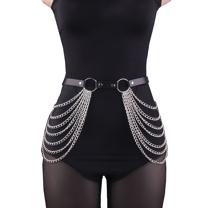 Leather Work Harness - Women Punk Gothic PU Leather Waist‑Thigh