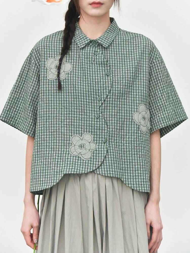 Green Plaid Women Flower Patch - огляд і ціна Leatherwork Flowers